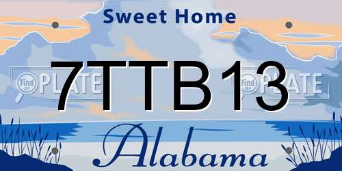 7TTB13 Alabama License Plate
