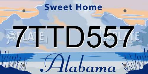 7TTD557 Alabama License Plate