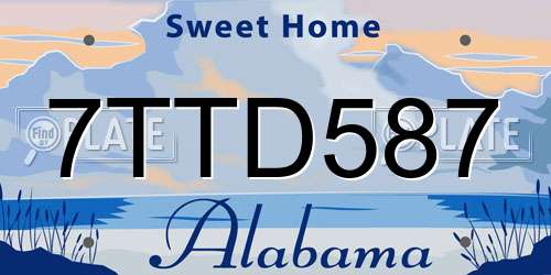 7TTD587 Alabama License Plate