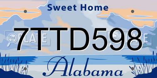 7TTD598 Alabama License Plate