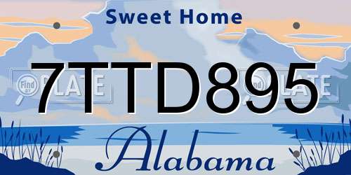 7TTD895 Alabama License Plate