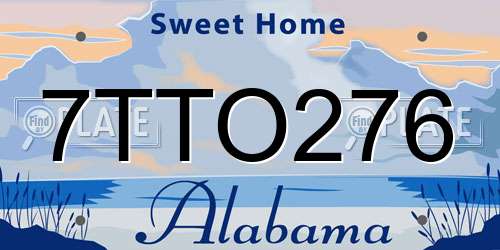 7TTO276 Alabama License Plate