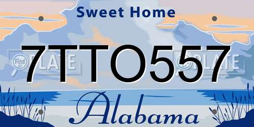 7TTO557 Alabama License Plate