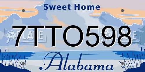 7TTO598 Alabama License Plate