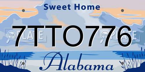 7TTO776 Alabama License Plate