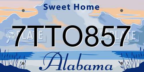 7TTO857 Alabama License Plate