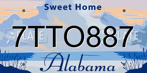 7TTO887 Alabama License Plate