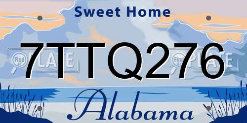 7TTQ276 Alabama License Plate