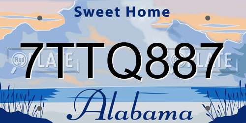 7TTQ887 Alabama License Plate