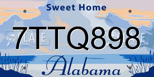 7TTQ898 Alabama License Plate
