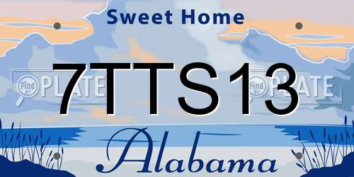 7TTS13 Alabama License Plate