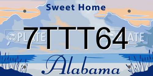 7TTT64 Alabama License Plate