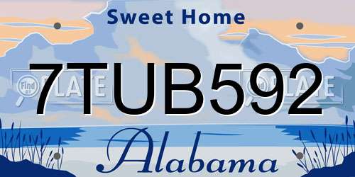 7TUB592 Alabama License Plate