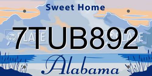 7TUB892 Alabama License Plate