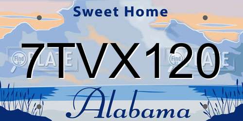 7TVX120 Alabama License Plate