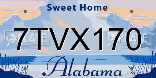 7TVX170 Alabama License Plate