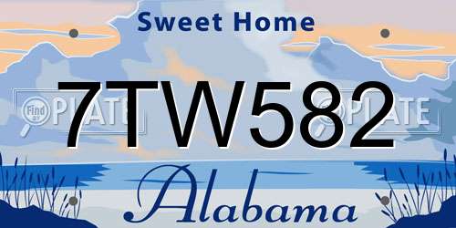 7TW582 Alabama License Plate