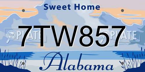 7TW857 Alabama License Plate