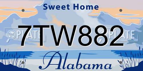 7TW882 Alabama License Plate