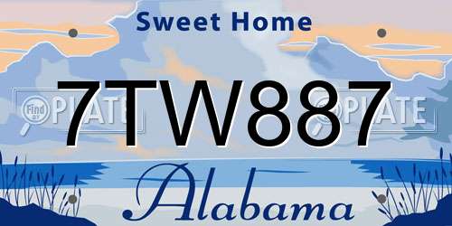 7TW887 Alabama License Plate