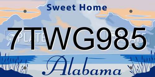 7TWG985 Alabama License Plate
