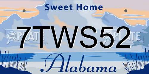 7TWS52 Alabama License Plate