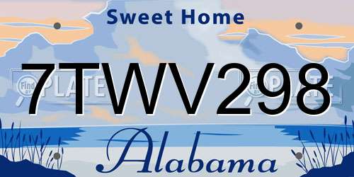 7TWV298 Alabama License Plate