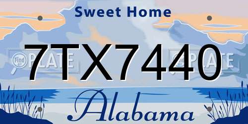 7TX7440 Alabama License Plate