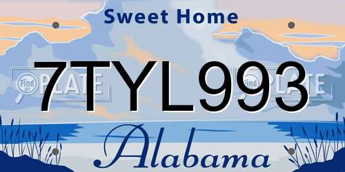 7TYL993 Alabama License Plate