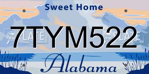 7TYM522 Alabama License Plate