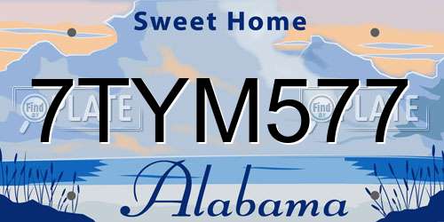 7TYM577 Alabama License Plate