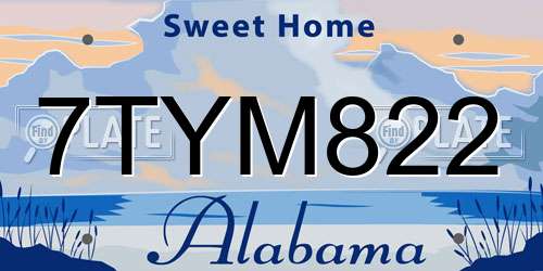 7TYM822 Alabama License Plate