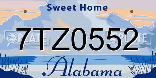 7TZ0552 Alabama License Plate