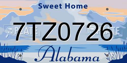 7TZ0726 Alabama License Plate
