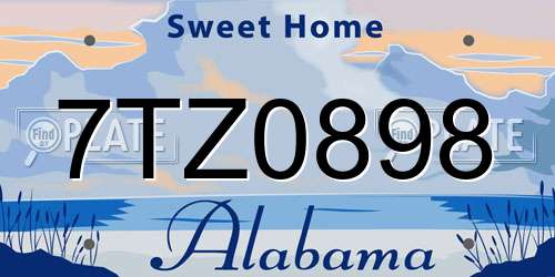 7TZ0898 Alabama License Plate