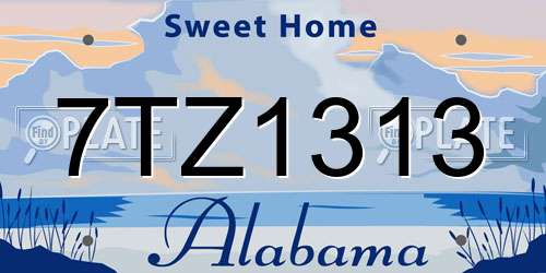 7TZ1313 Alabama License Plate