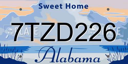 7TZD226 Alabama License Plate