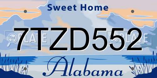 7TZD552 Alabama License Plate