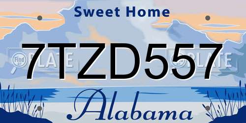 7TZD557 Alabama License Plate