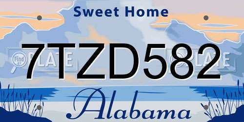 7TZD582 Alabama License Plate