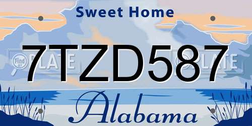 7TZD587 Alabama License Plate