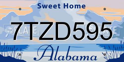 7TZD595 Alabama License Plate