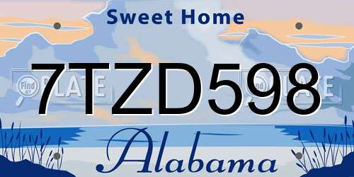 7TZD598 Alabama License Plate