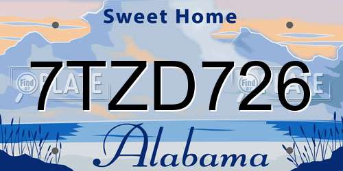 7TZD726 Alabama License Plate
