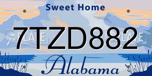 7TZD882 Alabama License Plate