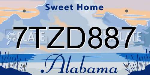 7TZD887 Alabama License Plate