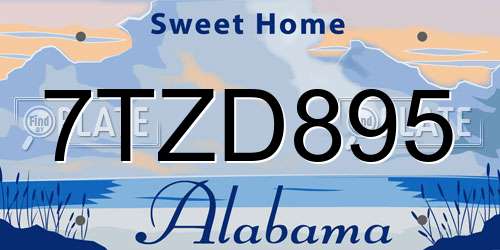 7TZD895 Alabama License Plate