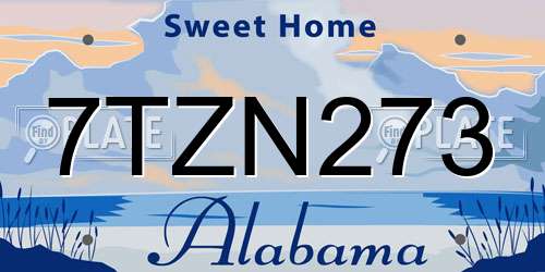 7TZN273 Alabama License Plate