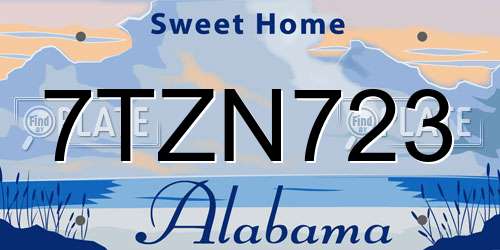 7TZN723 Alabama License Plate