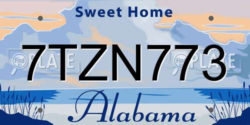 7TZN773 Alabama License Plate